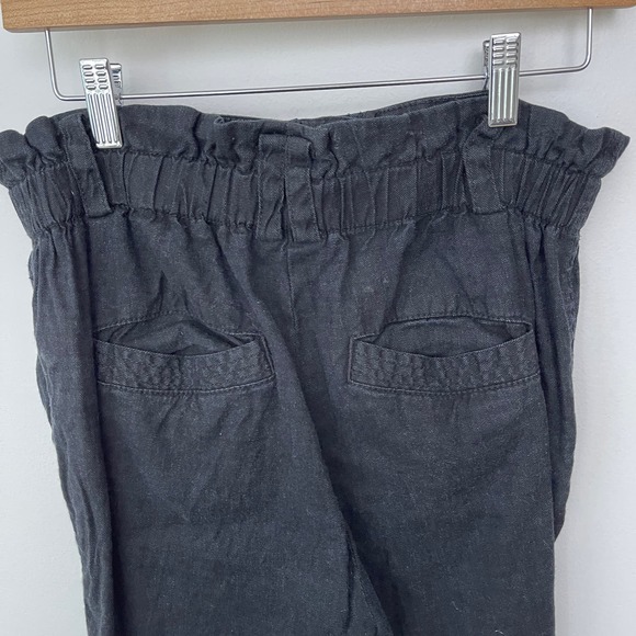 Anthropologie Elevenses Linen Blend Straight Leg Pants Black - Small - Picture 4 of 10